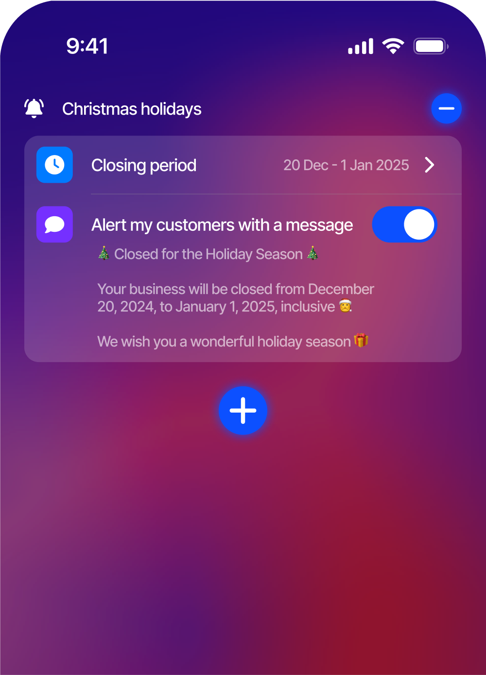 Temporary closure interface