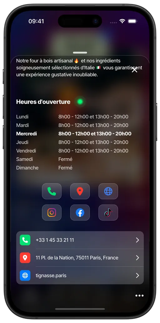 Business schedule and contact