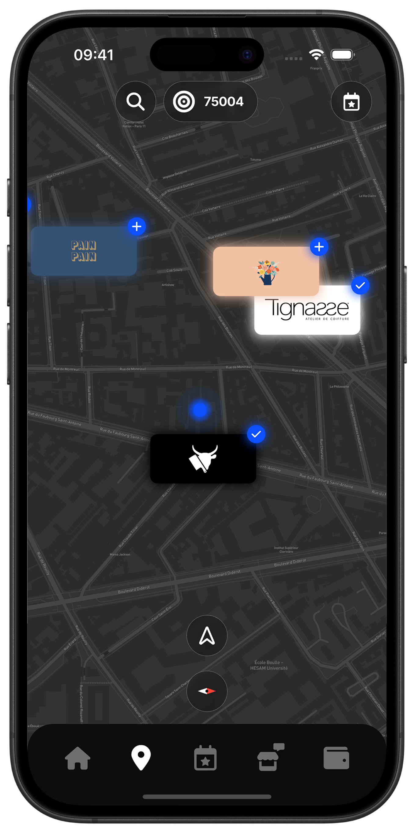Interactive map of businesses and activities