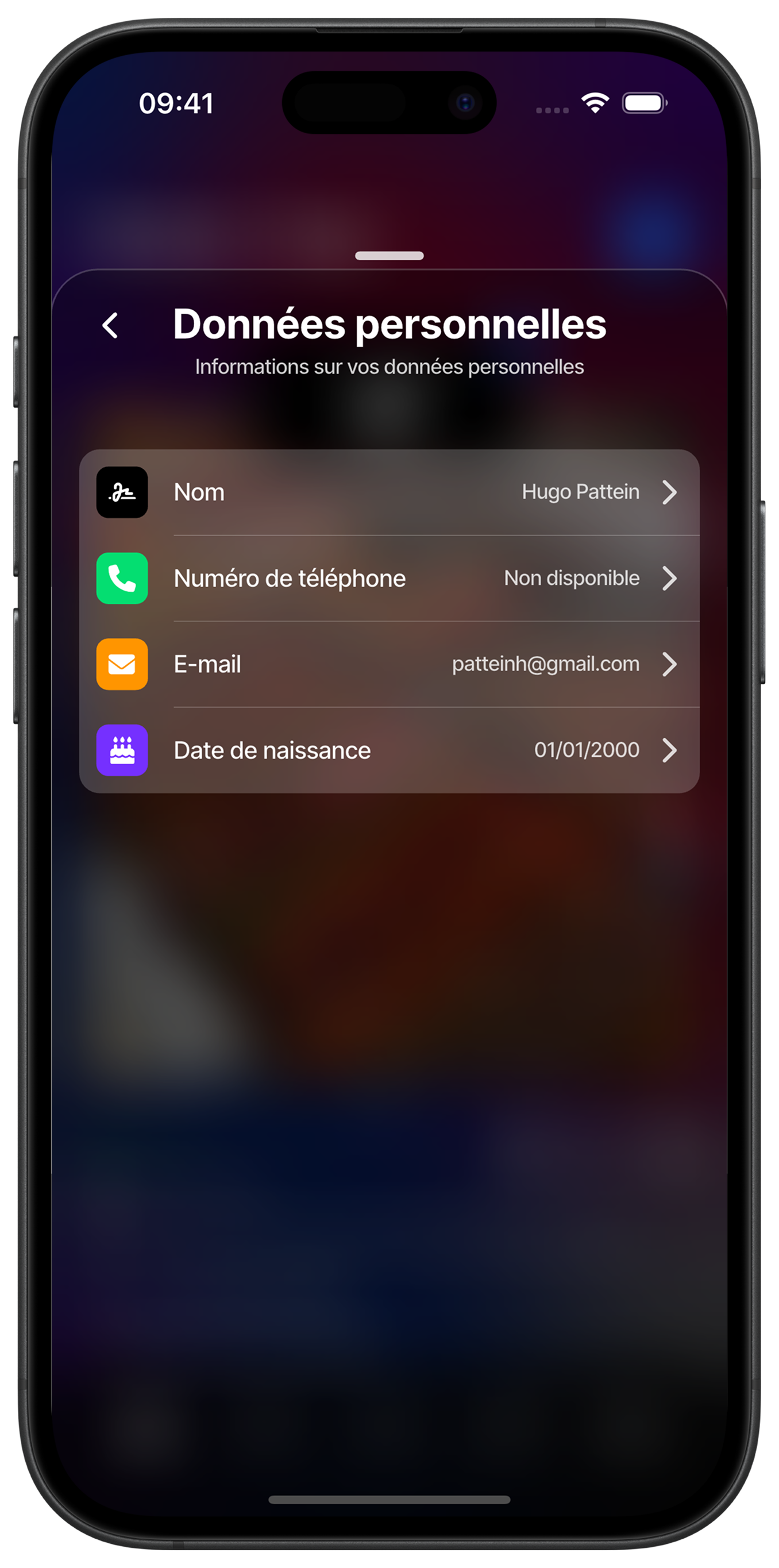 Modify your personal data