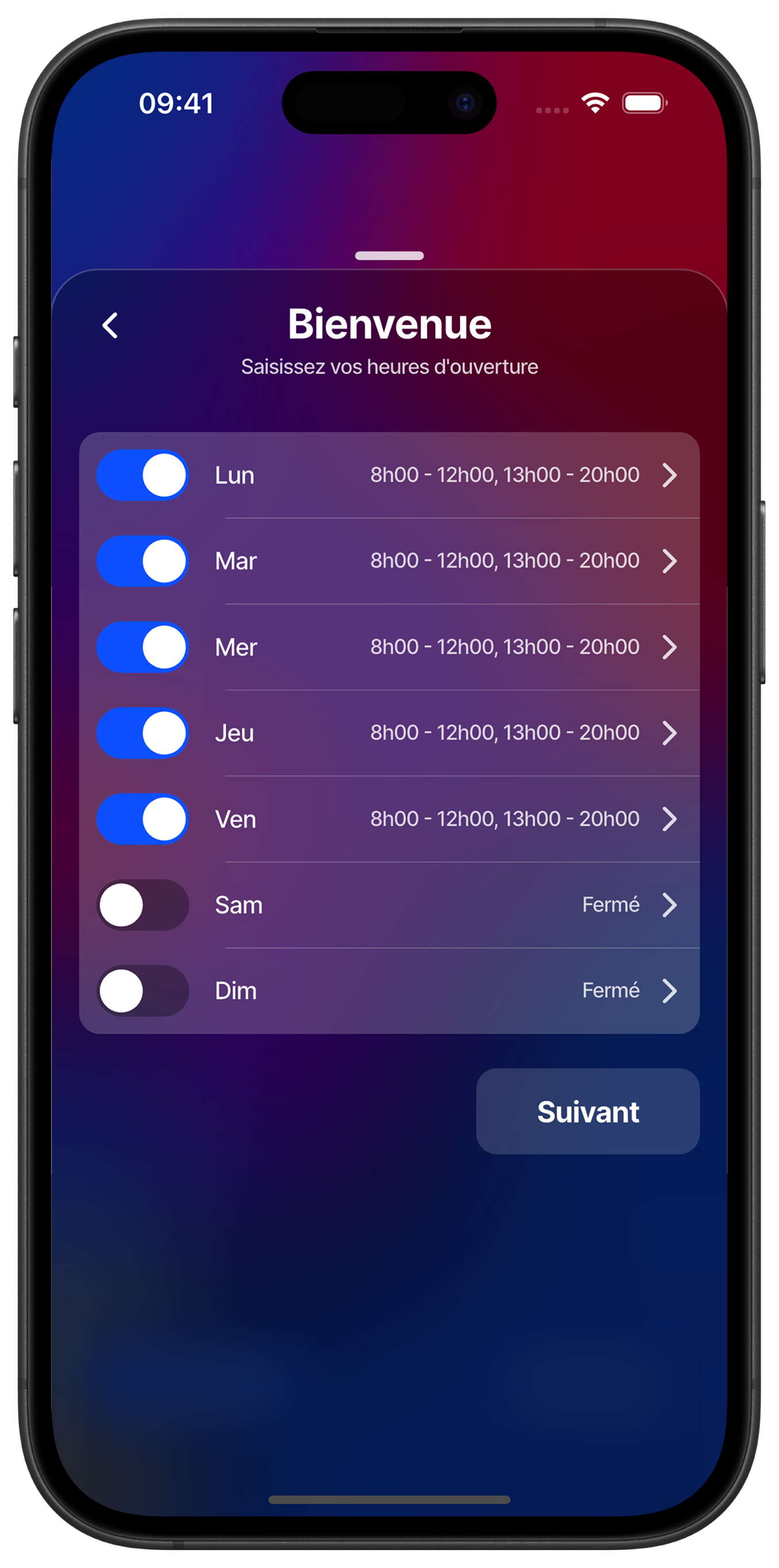 Configure your opening hours