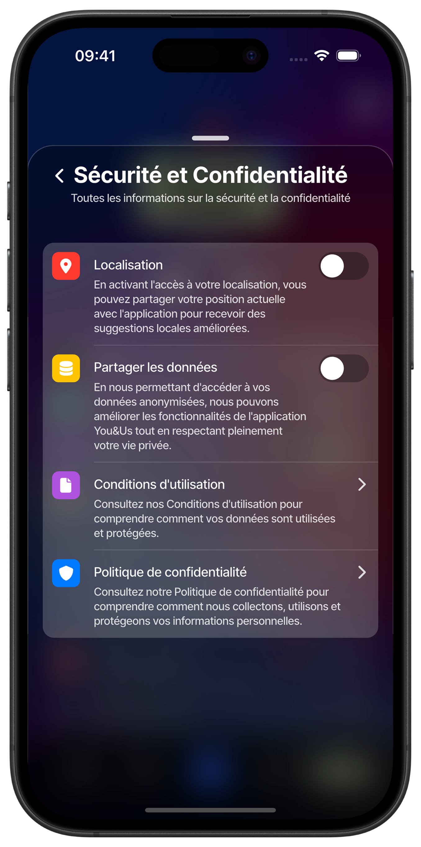 Security and privacy settings