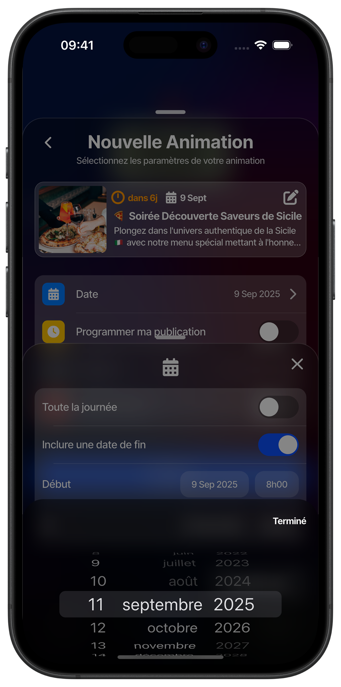 Select month and year